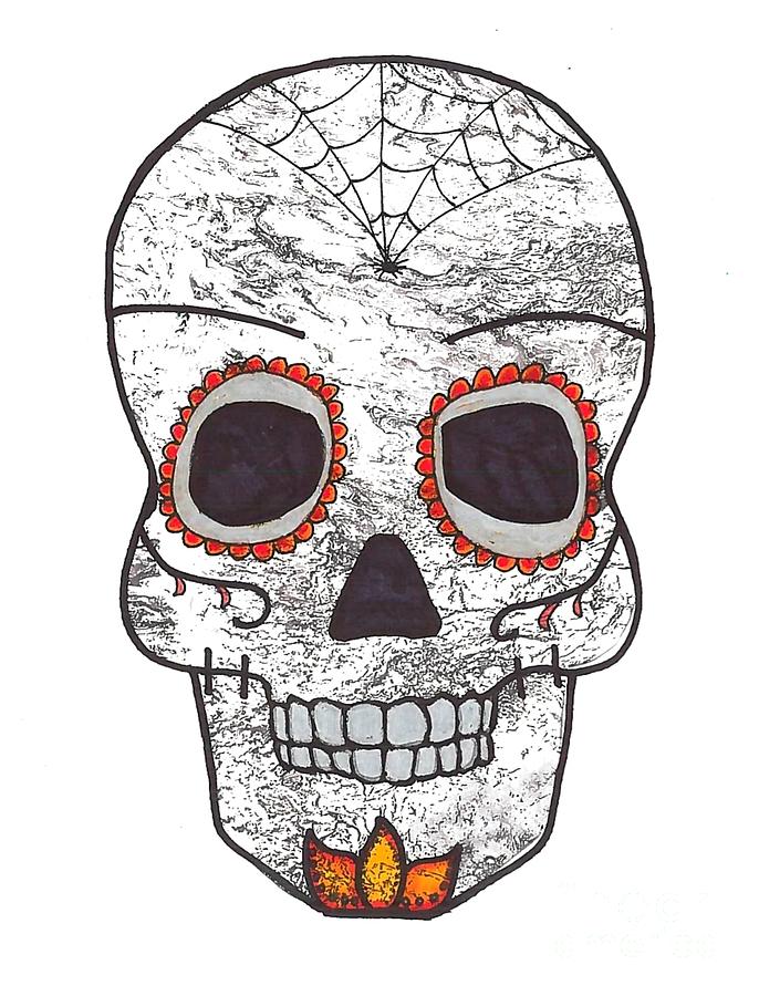 Gray Sugar Skull Mixed Media by Expressions By Stephanie