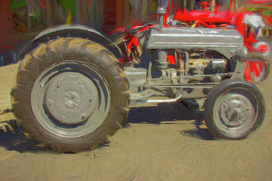 Gray Tractor Restored Digital Art by Cathy Anderson