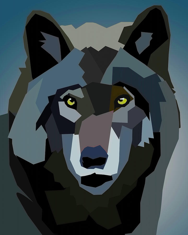 Gray Wolf Low Poly Digital Art by Dan Sproul