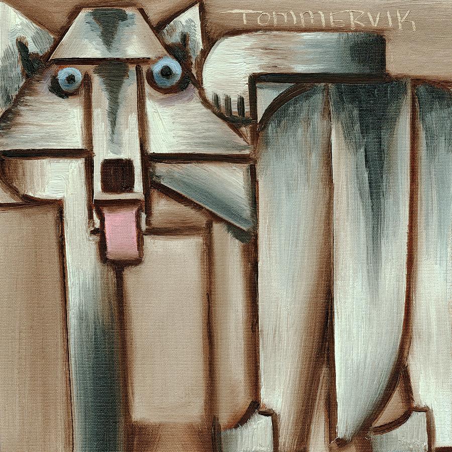 Gray Wolf With Tongue Hanging Out Art Print Painting by Tommervik