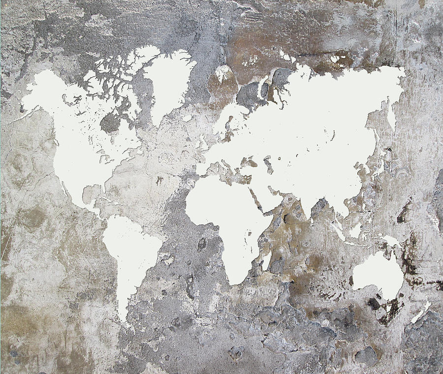 Gray World Map Design 220 Digital Art by Lucie Dumas