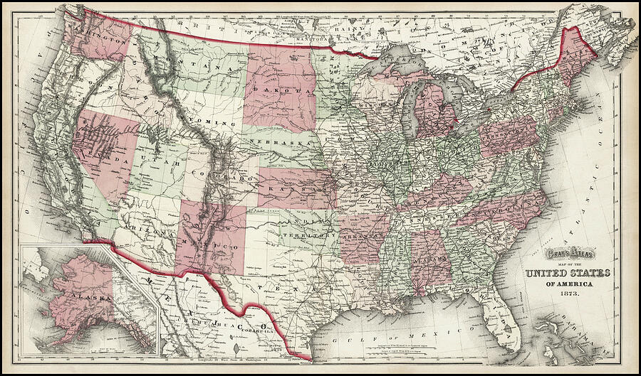 Grays Atlas Map of The United States of America 1873 Photograph by ...