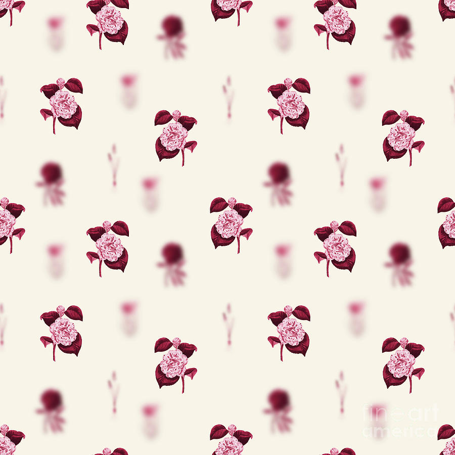 Grays Camellia Flower Botanical Seamless Pattern In Viva Magenta N.1017 Mixed Media