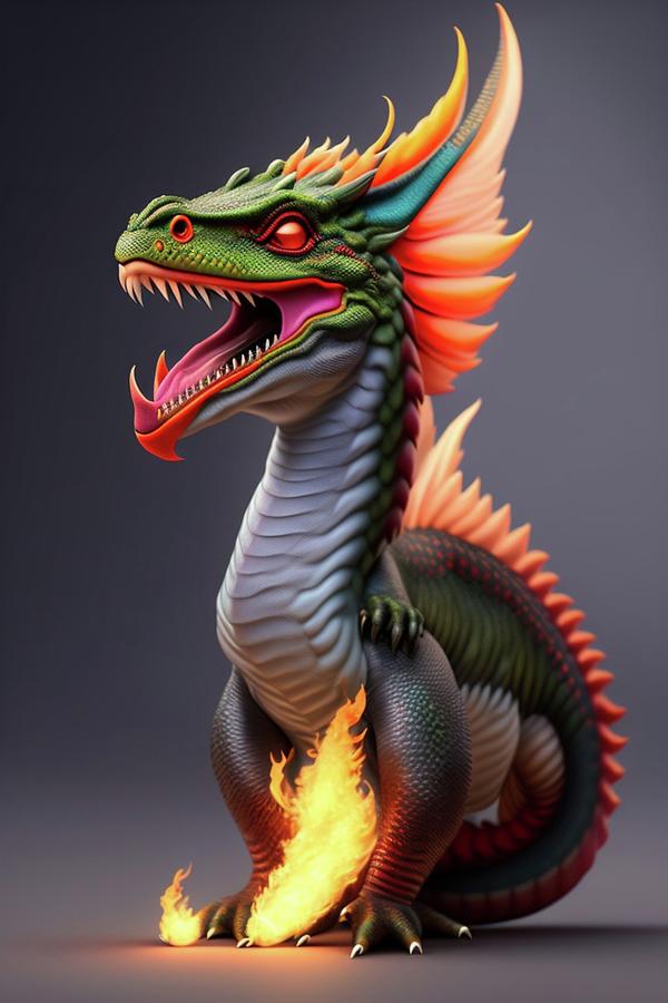 Grayscale Fire Baby Dragon Ai Generated Digital Art by More Than ...