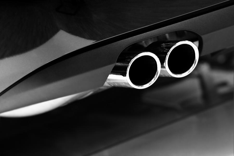 Grayscale photo of car exhaust pipes Photograph by Deepblue4you