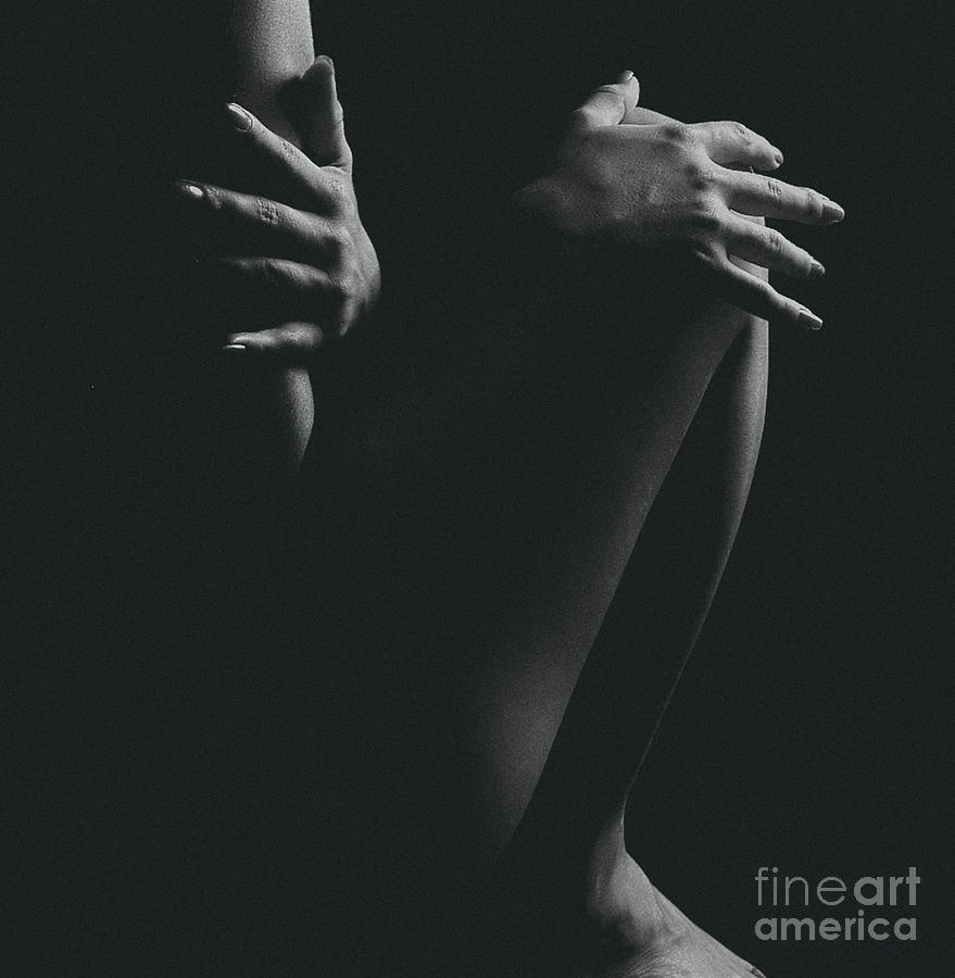 Grayscale Photo Of Naked Woman In A Dark Room by World Best - Royalty Free  and Rights Managed Licenses