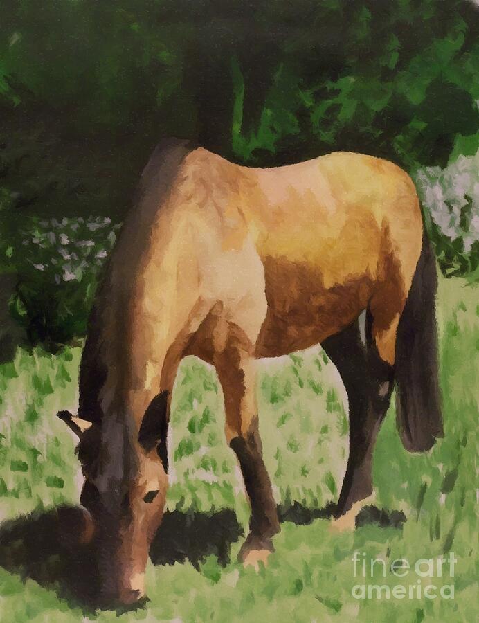 Grazing Horse Painting by Call Me Abbie - Abbie Shores