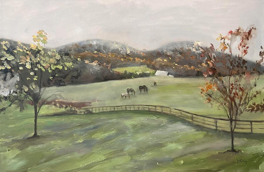 Grazing Horses Painting by Donna Tuten