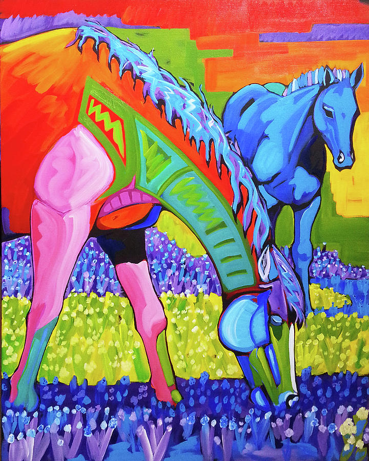 Grazing in Fields of Color Painting by D R Jones