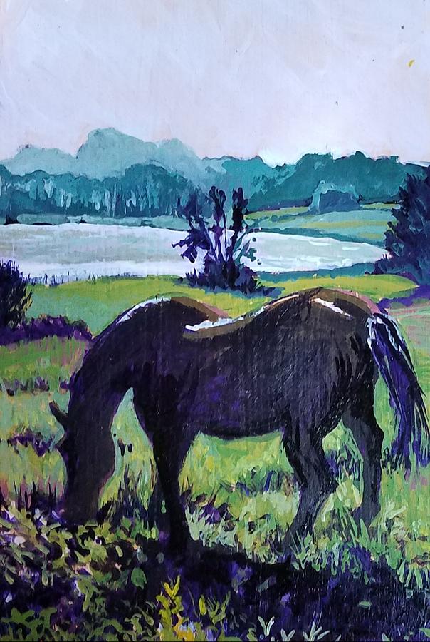 Grazing Stallion Painting by Tilly Strauss