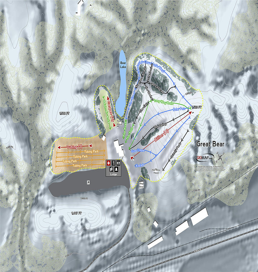 Great Bear Ski Resort Map Digital Art by Powder Addicts - Fine Art America