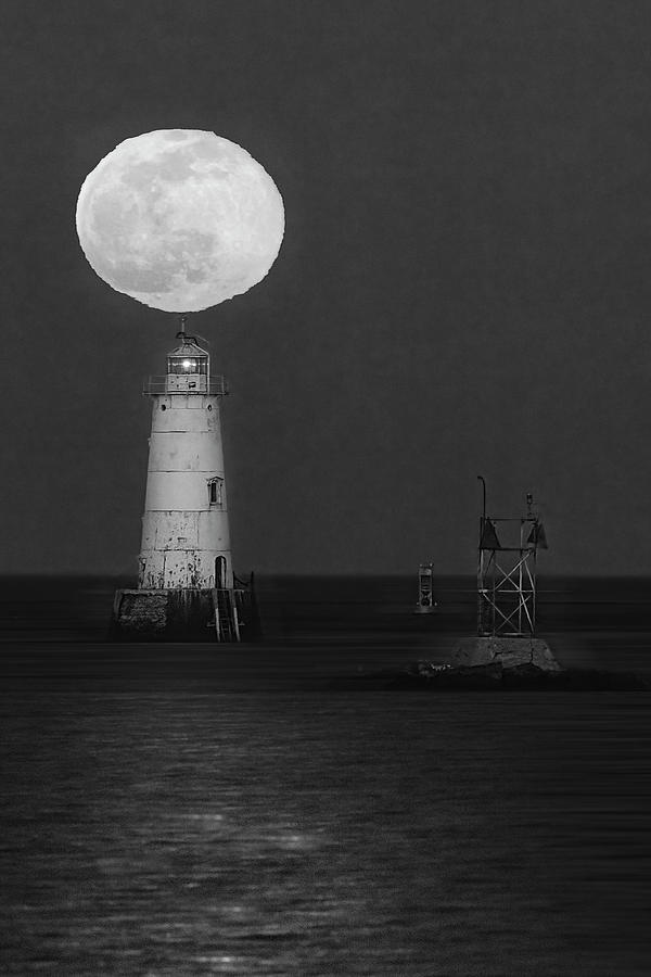 Great Beds Light House BW Photograph by Susan Candelario