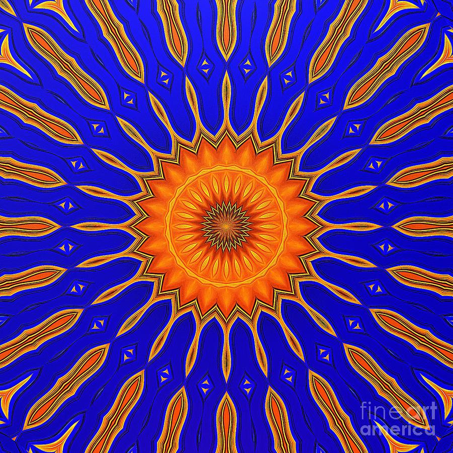 Great Big Sunny Sol Mandala on Blue Photograph by Sea Change Vibes