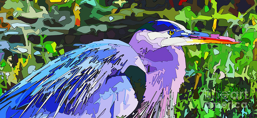 Great Blue Heron Digital Art by Gene Bollig