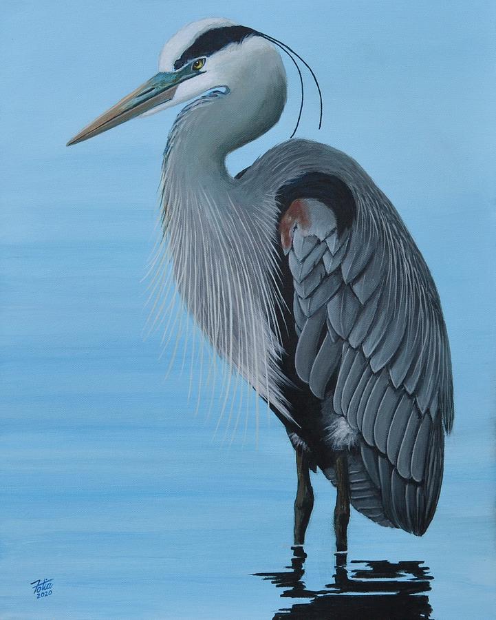 Great Blue Heron Painting By Anthony Fotia - Fine Art America