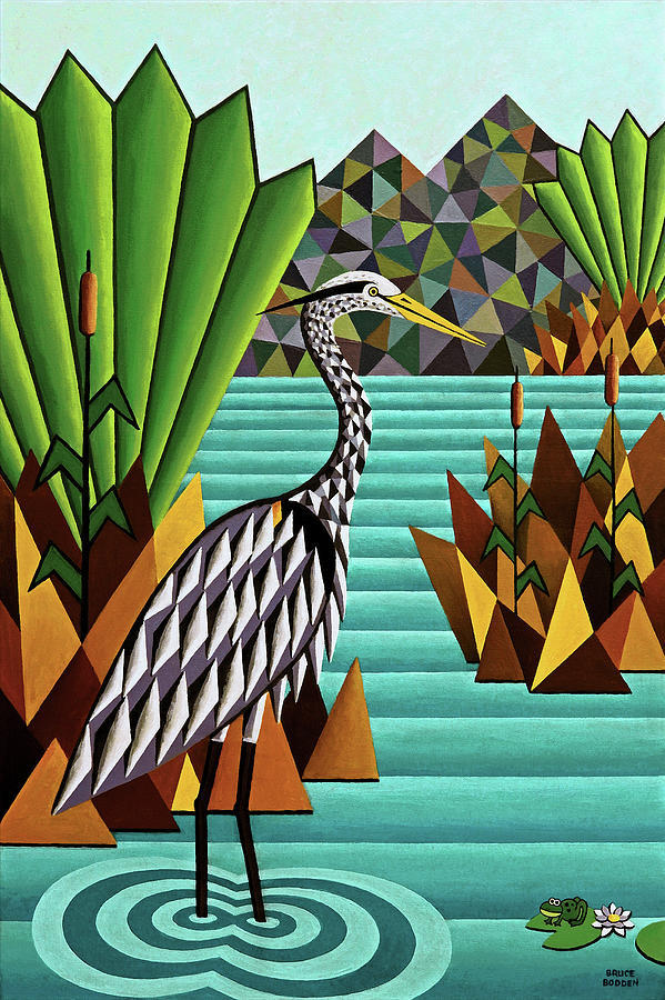 Great Blue Heron Painting by Bruce Bodden