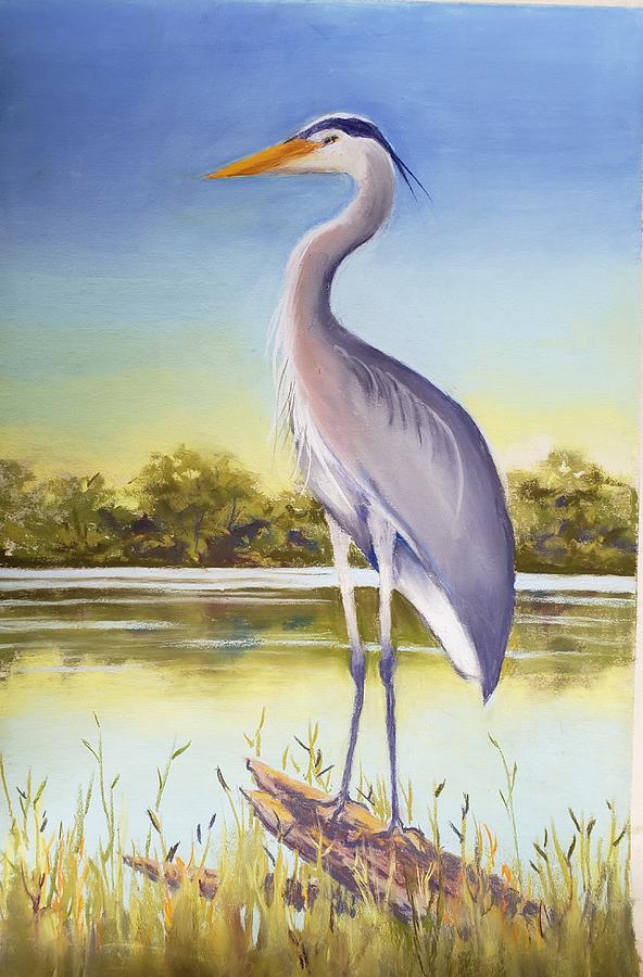 Great Blue Heron Painting by Carolyn Emerson