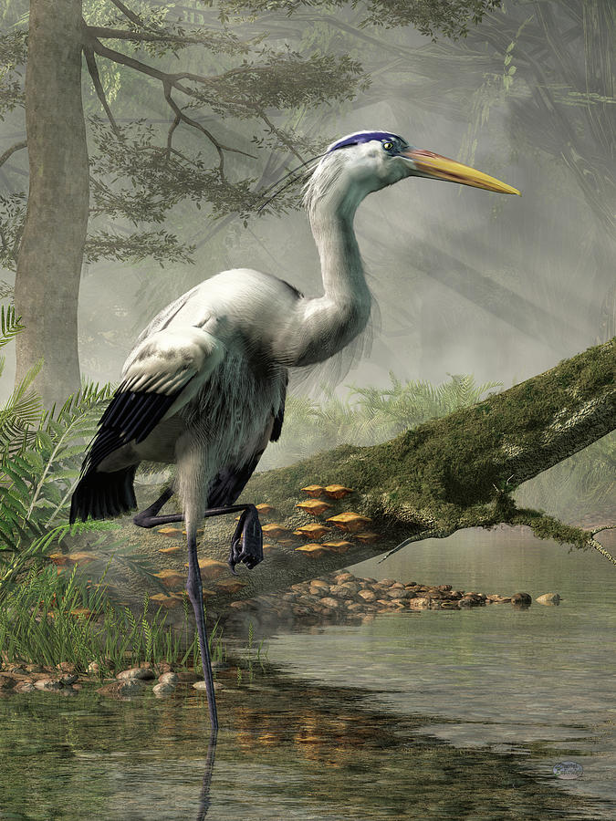 Great Blue Heron Digital Art by Daniel Eskridge