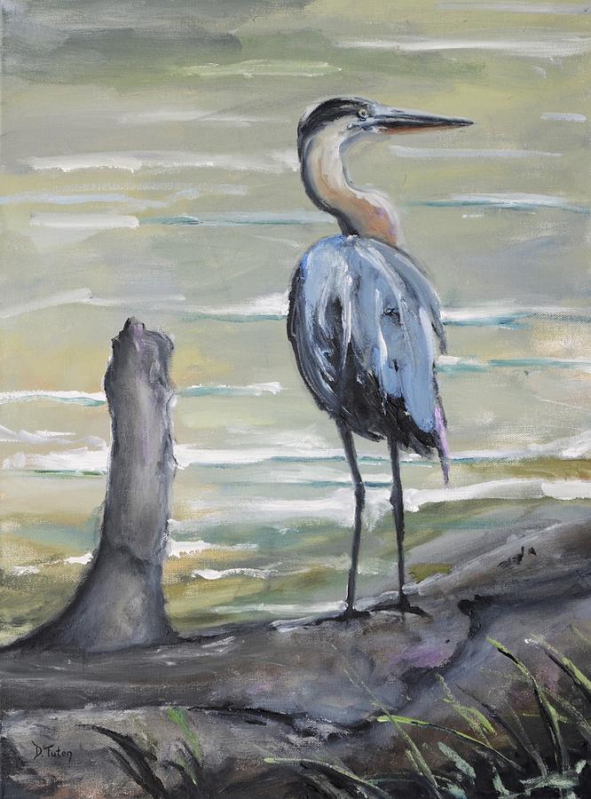 Great Blue Heron Painting by Donna Tuten