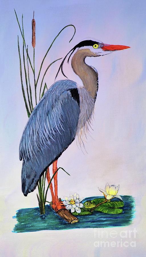 Great Blue Heron On Canvas Photograph