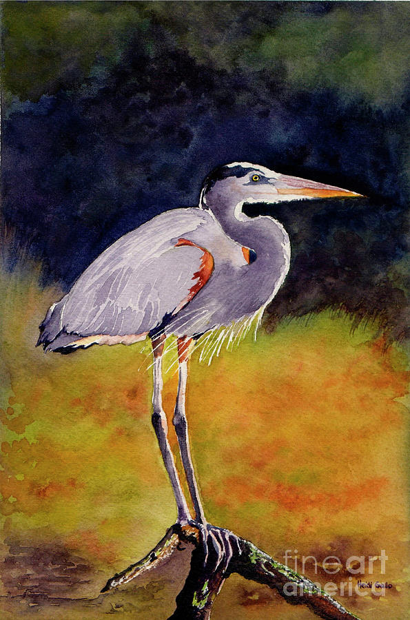 Great Blue Heron Painting by Heidi Gallo