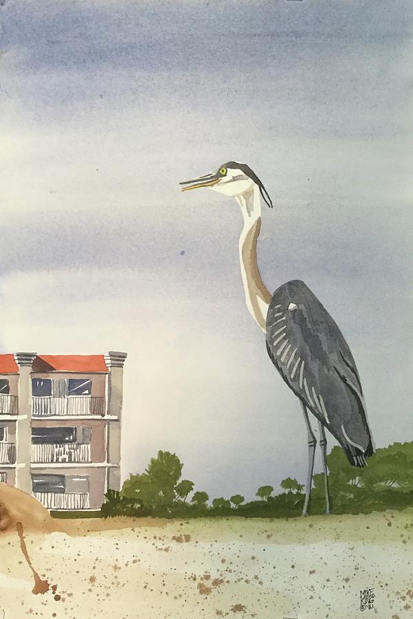 Great Blue Heron Holmes Beach Bradenton Fl Painting by Mike King
