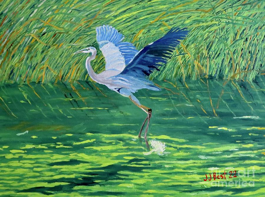 Great Blue Heron Painting by Janice Best