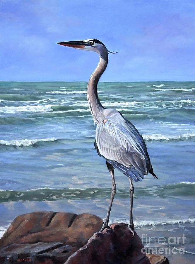 Great Blue Heron Painting by Jessie Kennedy Steinberg
