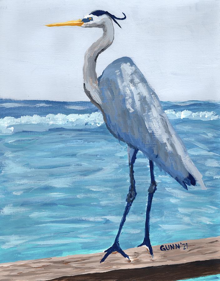 Great Blue Heron Painting by Katrina Gunn