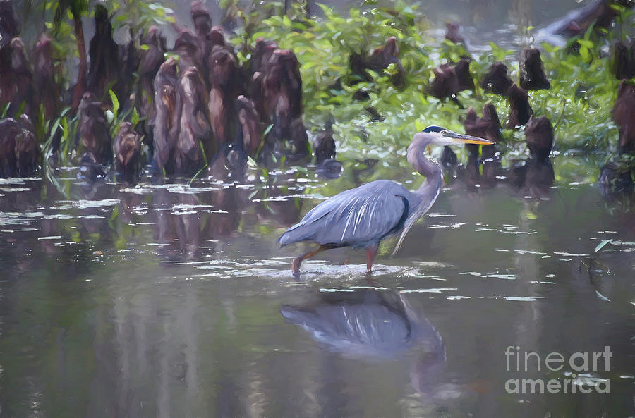 Great Blue Heron Painting Photograph by Andrea Anderegg