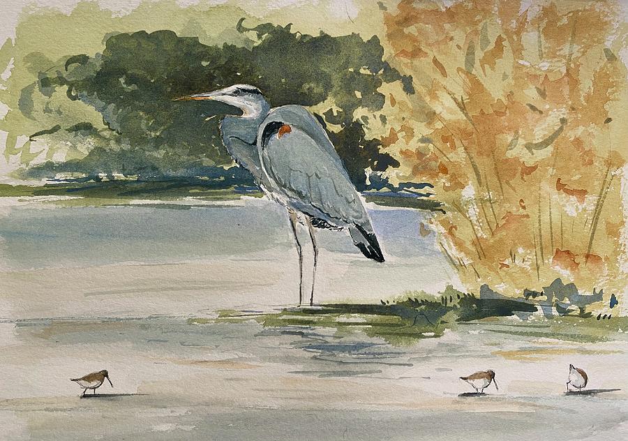 Great Blue Heron Painting by Robert Fugate