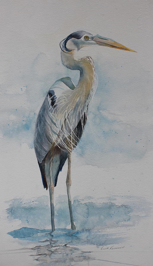 Great Blue Heron Painting by Ruth Kamenev