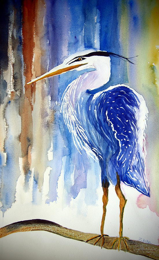 Great Blue Painting by Jacquelin Bickel