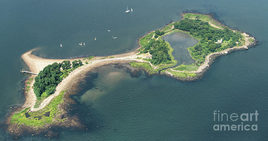 Great Captain Island in Greenwich Connecticut Aerial Photo Photograph by David Oppenheimer