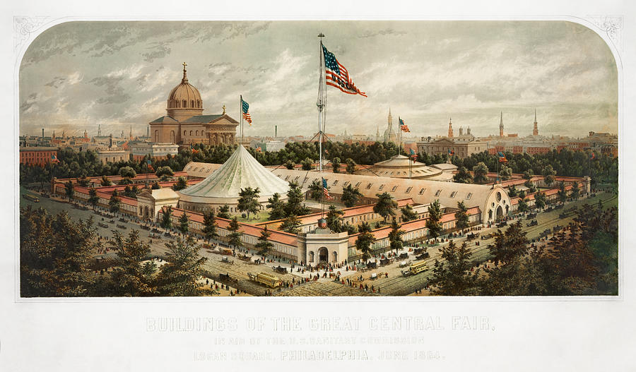 Great Central Fair - Logan Square Philadelphia - 1864 Painting by War Is Hell Store