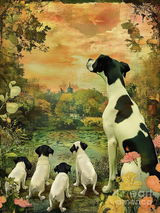 Great Dane Family Painting by Tina LeCour Great Dane Family Painting by Tina LeCour