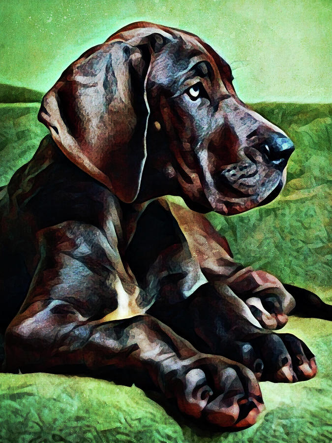 Great Dane Puppy Perfection Painting by Ashley Aldridge