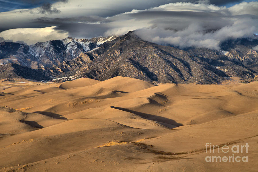 Great Dunes And Shadows Below The Mountain Peaks Photograph by Adam Jewell