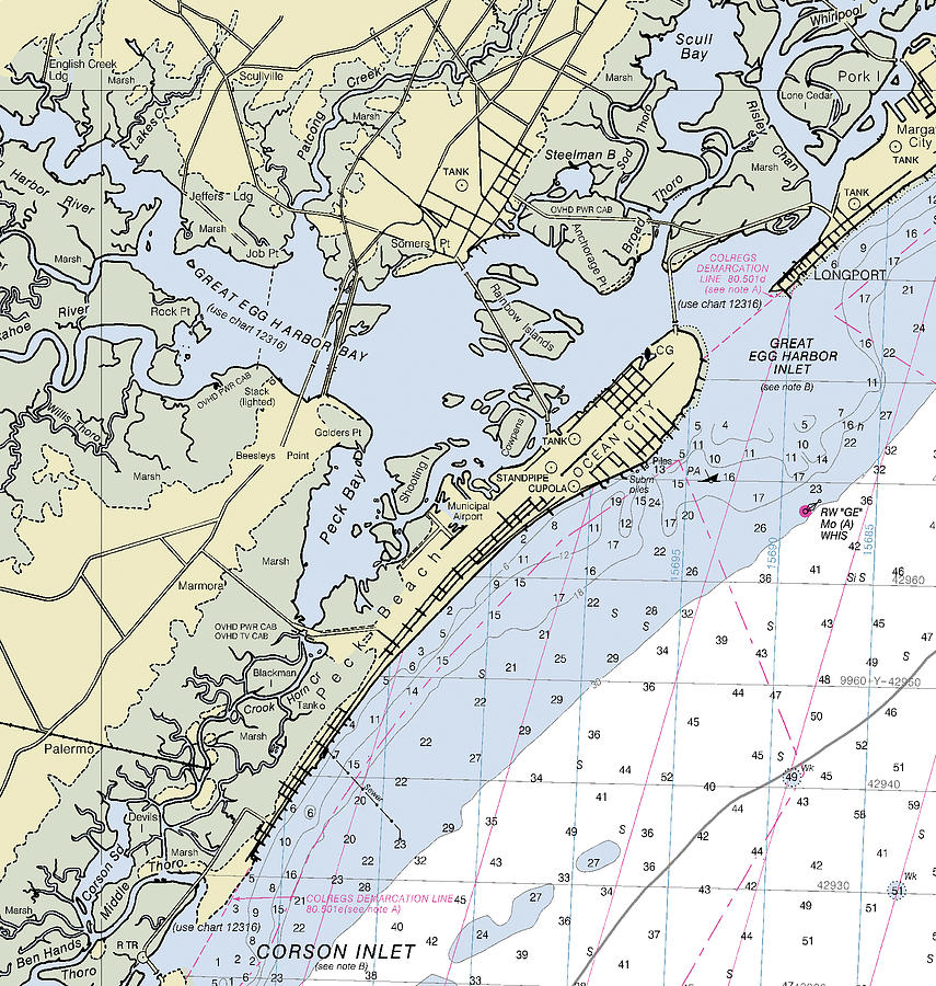 Great Egg Harbor Bay New Jersey Nautical Chart Digital Art by Sea Koast ...