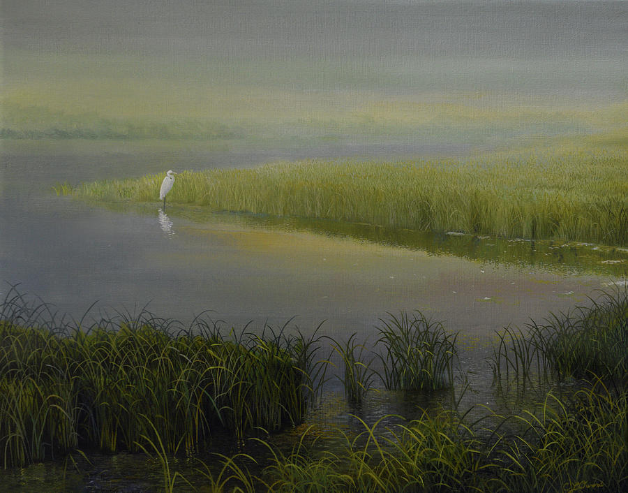 Great Egret Painting by Charles Owens