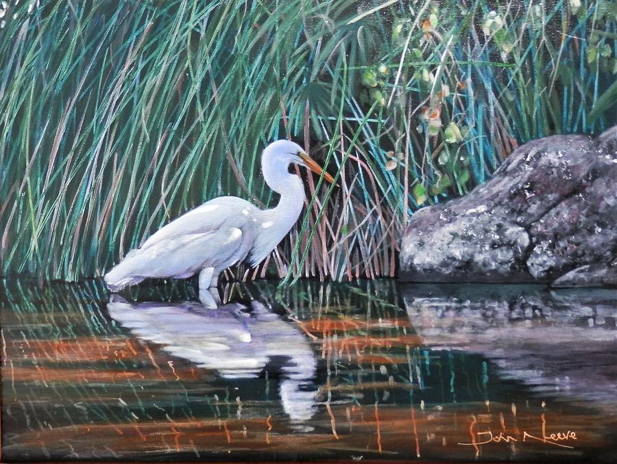 Great Egret Painting by John Neeve