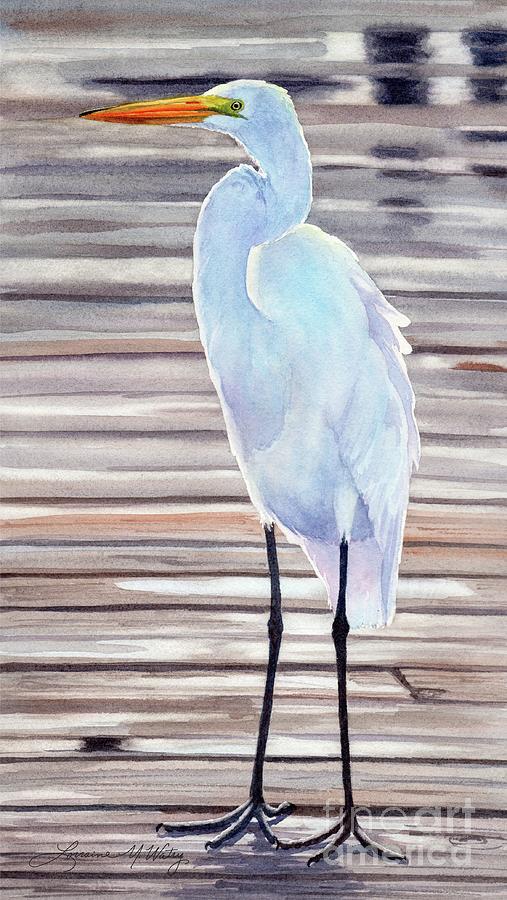 Egret Painting - Great  Egret by Lorraine Watry