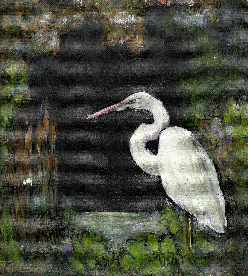 Great Egret Painting by VLee Watson