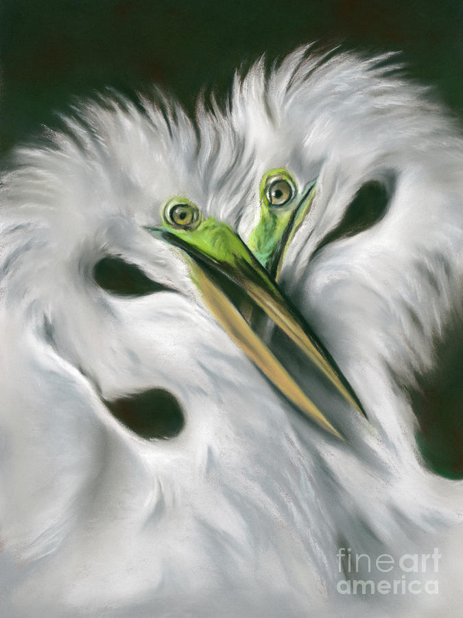Great Egrets in Love Painting by MM Anderson