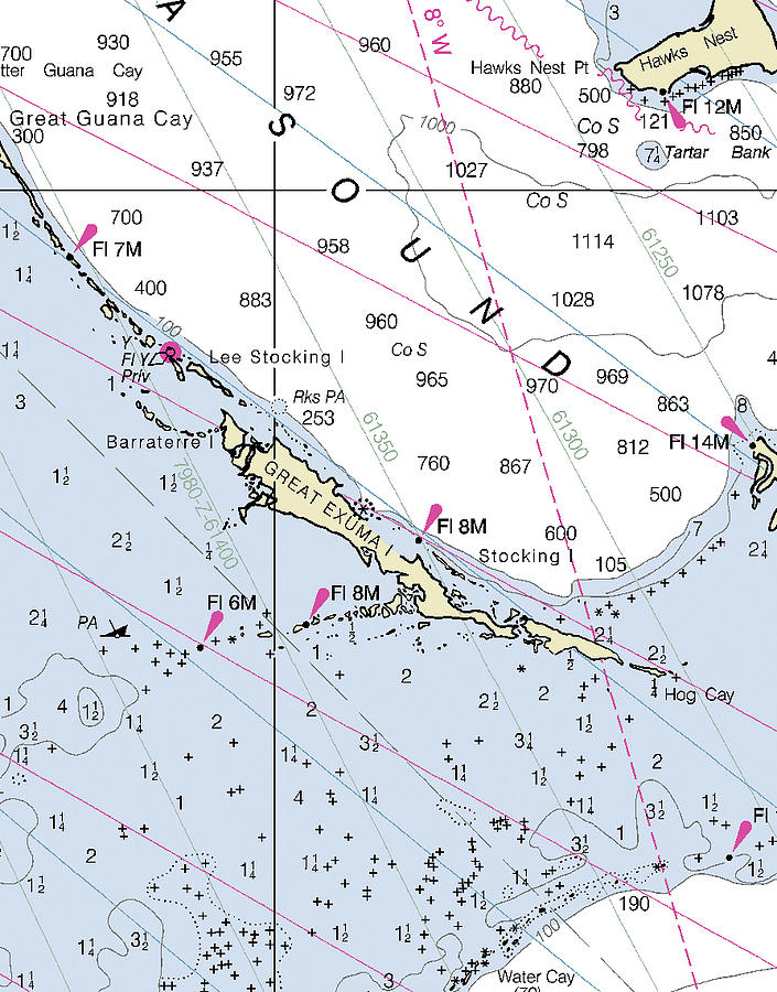 Great Exuma Bahamas Nautical Chart Digital Art by Sea Koast Fine Art