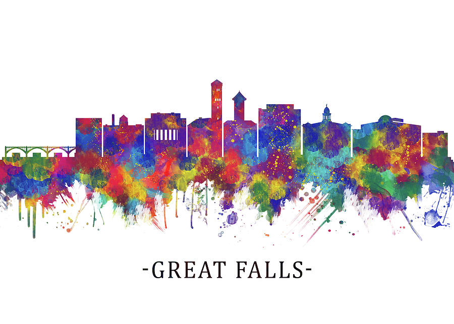 Great Falls Montana Skyline Mixed Media by NextWay Art - Fine Art America