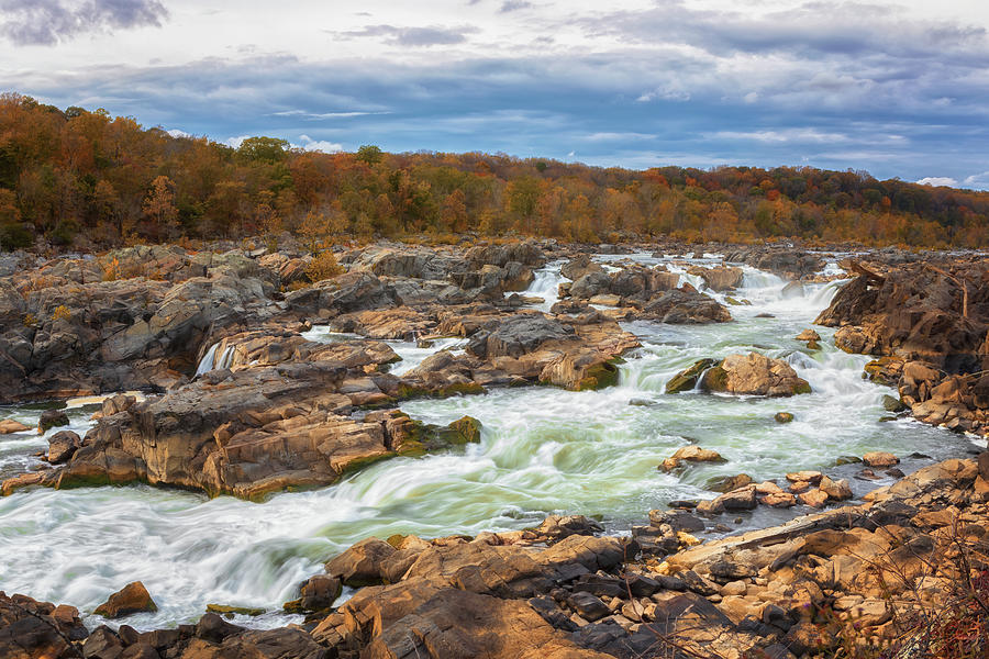 Great Falls of the Potomac in Autumn Photograph by Susan Rissi Tregoning