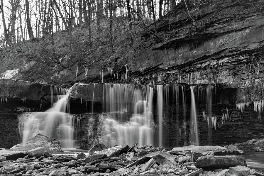 Great Falls of Tinkers Creek_Winter 21_BW Photograph by Brad Nellis