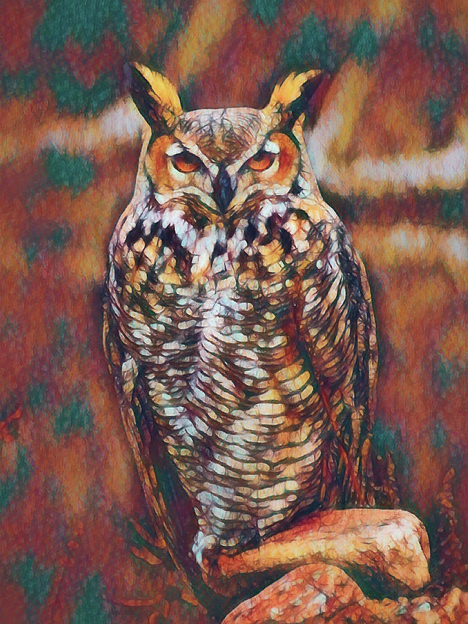 Great Horned Owl 2 Digital Art by Ernest Echols