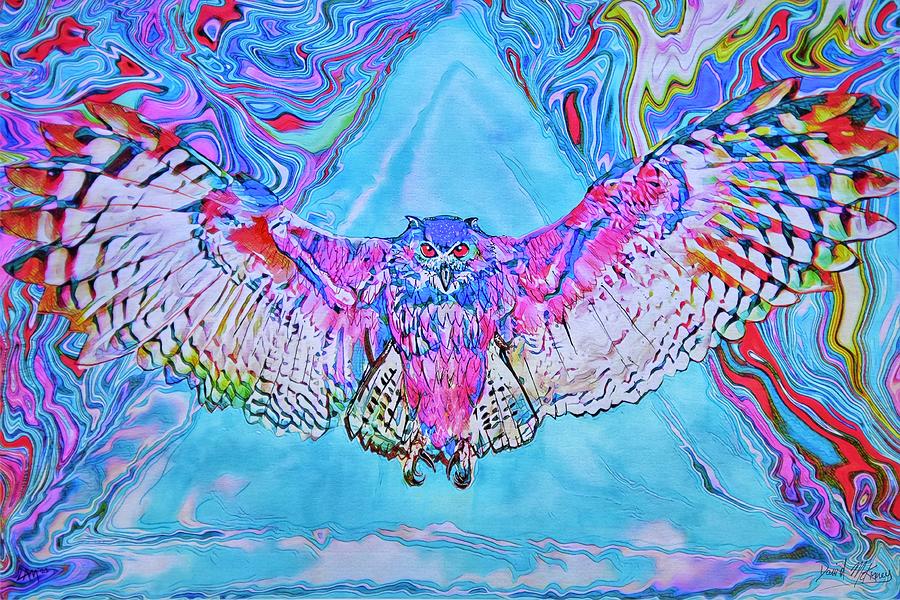Great horned owl artwork Painting by David McKinney Great horned owl artwork Painting by David McKinney